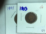 Indian Head Cent 1901 (good+) 1903 Good