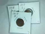 1917 S, 1917 D, 1918 D Lincoln Cent