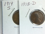 Lincoln Cent 1919 S, 1918 D