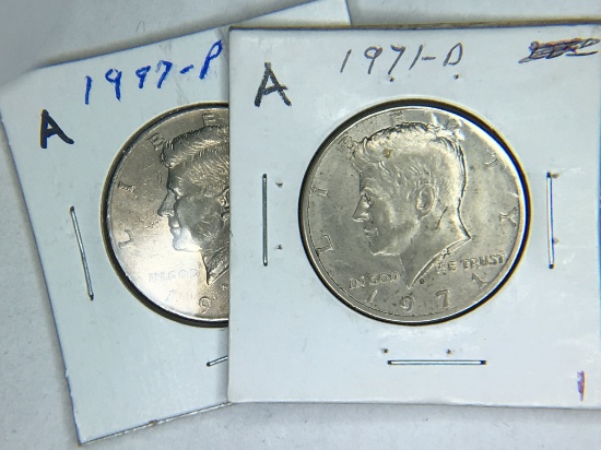 1971 D, 1997 P (2) Kennedy Half Dollars