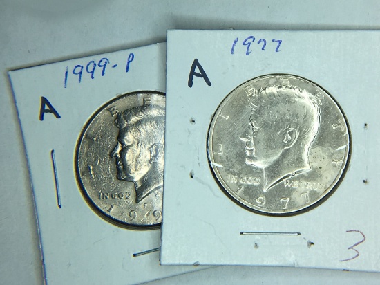 1977 P, 1999 P (2) Kennedy Half Dollars