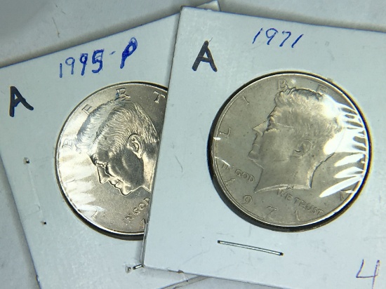 1971 P, 1995 P (2) Kennedy Half Dollars