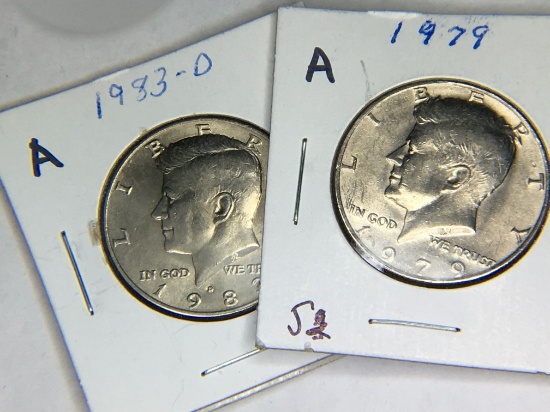 1983 D, 1979 (2) Kennedy Half Dollars
