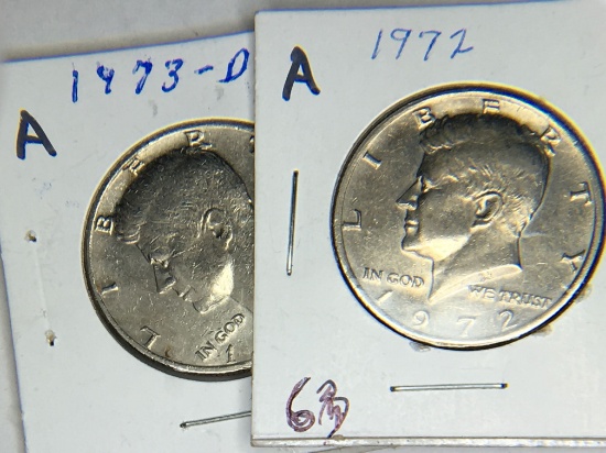 1973 D, 1972 (2) Kennedy Half Dollars