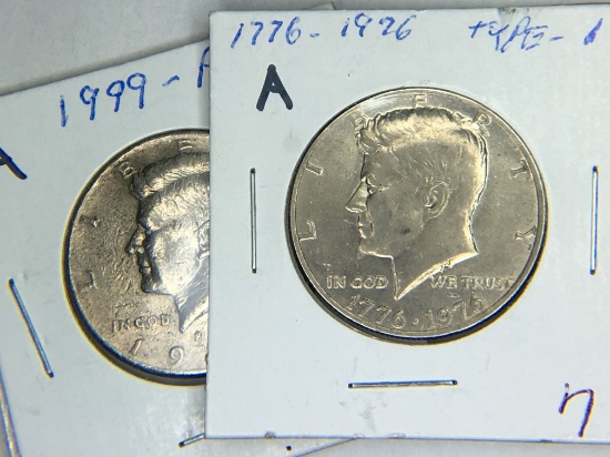 1776-1976 P, 1999 P (2) Kennedy Half Dollars