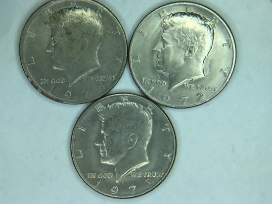(3) Kennedy Half Dollars