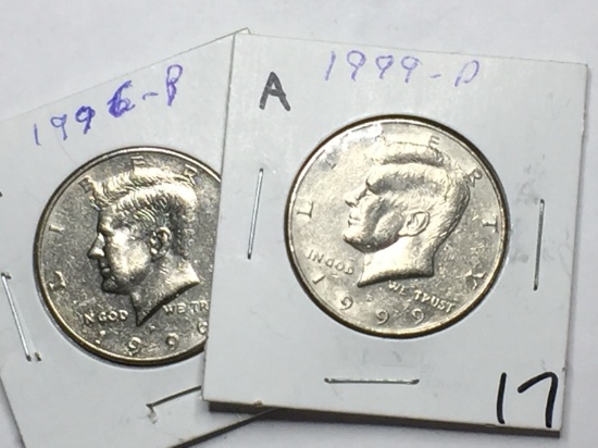 (2) Kennedy Half Dollars 1996 P, 1999 P