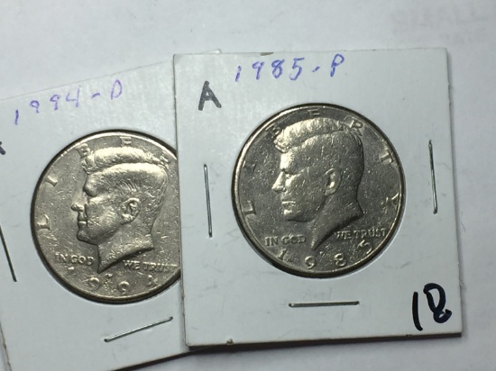 (2) Kennedy Half Dollars 1985 P, 1994 D