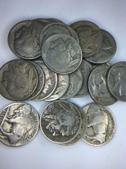 (20) Assorted Buffalo Nickels