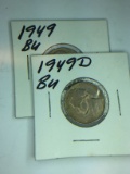 1949 P, D Jefferson Nickels