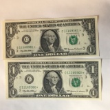 (2) 1999 $1.00 Consecutive Star Notes