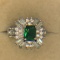 .925 Sterling Silver Ladies 1 1/2 Carat Emerald Ring