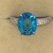 .925 Sterling Silver 3 Carat Blue Topaz Ladies Gemstone Ring