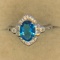 .925 Sterling Silver Ladies 1 3/4 Carat Blue Topaz Ring