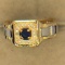 .925 Sterling Silver And 18 Carat Gold Man 1/4 Carat Sapphire Ring