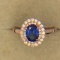 .925 Sterling Silver Ladies 1 Carat Sapphire Ring