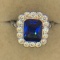 .925 Sterling Silver Ladies 4 1/2 Carat Chatam Sapphire Ring