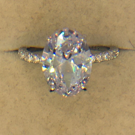 .925 Sterling Silver Ladies 6 Carat Engagement Ring
