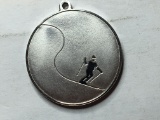 Round Sterling Silver Skiers Pendant