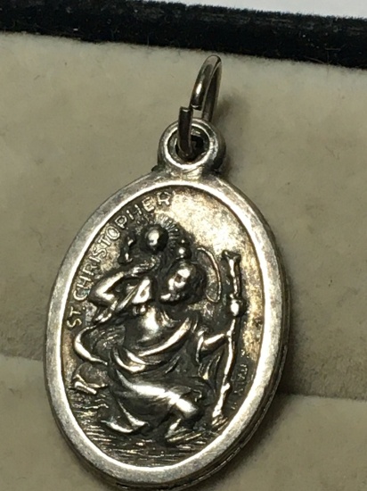 Sterling Silver Italy Saint Christopher Prayer Charm