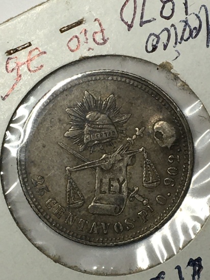 1870 Mexico 25 Centavos