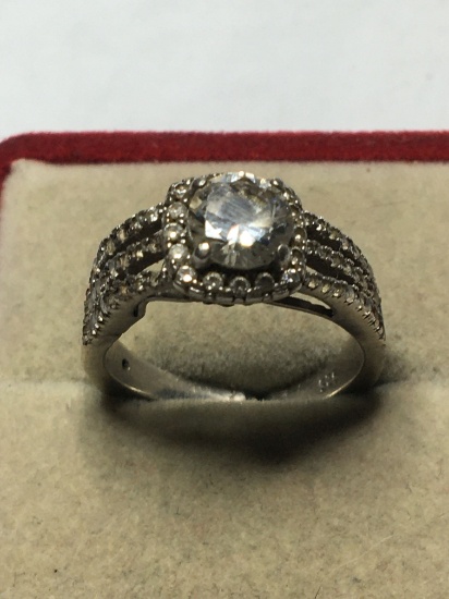 Antique Sterling Silver Ring With Over 1 Cts White Natural Diamonds 1800s Needs Repair 5 Grams