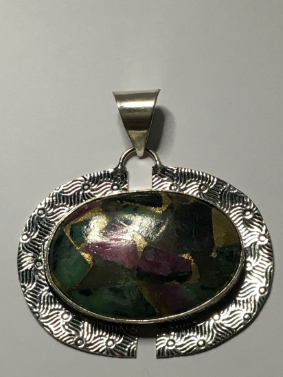 .925 A A A Handmade Detailed Gorgeous Copper Ruby Zoisite Gemstone Pendant 