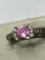 Antique Pink Sapphire And White Natural Diamond Ring 2c T+ 925 High End $599 Retail