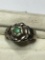 Sterling Silver Antique Ring With Green Jade
