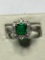 Antique Emerald White Sapphire And Diamond Ring Natural Gems 3+ Ct .925 $$$