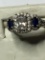 White And Blue Sapphire Ring Antique Sterling 2+ Cts 4.8+ Grams