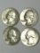 Washington Silver Quarter Lot Of 4 90% Silver With Frosty Uncirculated $1 Face Value