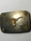 Antique Belt Buckle Nickel And Silver Cowboy Bull