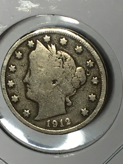 Liberty Nickel 1912 Nice Coin Very fine partial Liberty