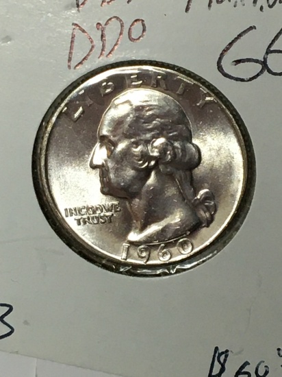 Washington Silver Quarter 1960 Gem B U Hairlines Error High Grade