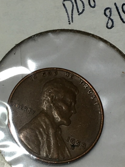 Lincoln Wheat Cent 1958 D8/9 D D O Double Die Error