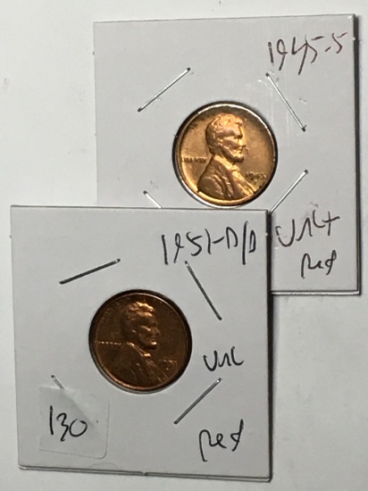 Lincoln Wheat Cent Lot 1945 S And 1951 D/ D