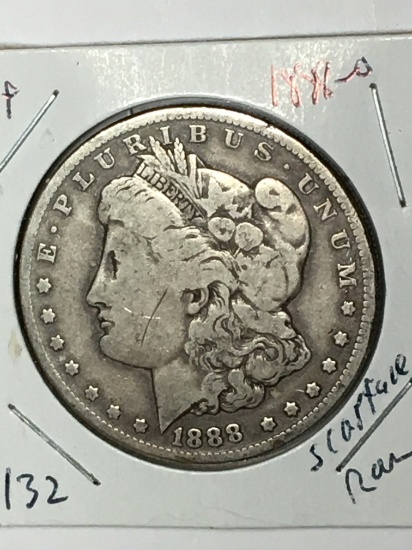 Morgan Silver Dollar 1888 O Scarface? Rare Very fine