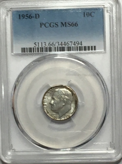 Roosevelt Dime Silver 1956 D  graded high Grade 