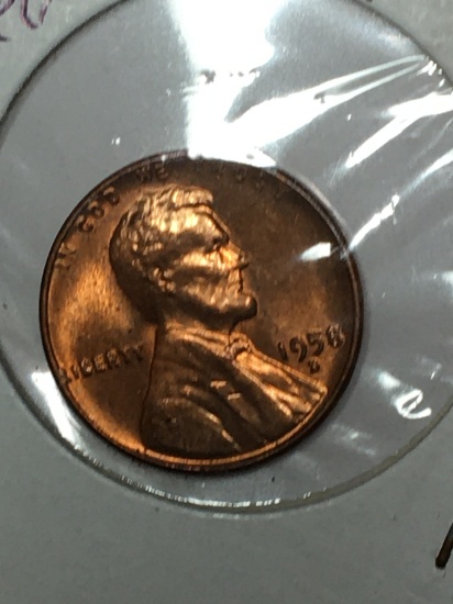 Wheat Cent 1958 D  M P D Closed D Error Gem B U High Grade Red