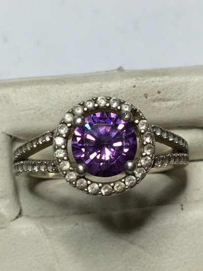 Antique Pink Tanzanite And Diamond Ring Sterling Silver .925 Stunning Gemstone 1.5c T+