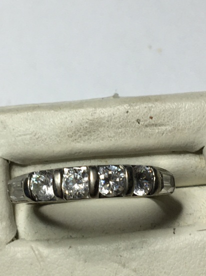 Sterling Silver Vintage Synthetic Diamond Ring