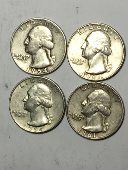 Washington Silver Quarter Lot $1 Face Value 4 90% Silver Quarters In Great Conditon