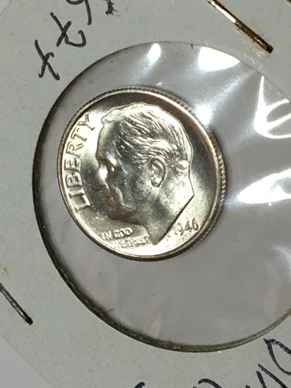 Roosevelt Silver Dime 1946 S  D D R Gem B U  D D R Closed S Satin White High Grade