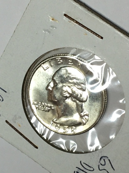 Washington Silver Quarter 1958 Gem B U D/ D Blazer
