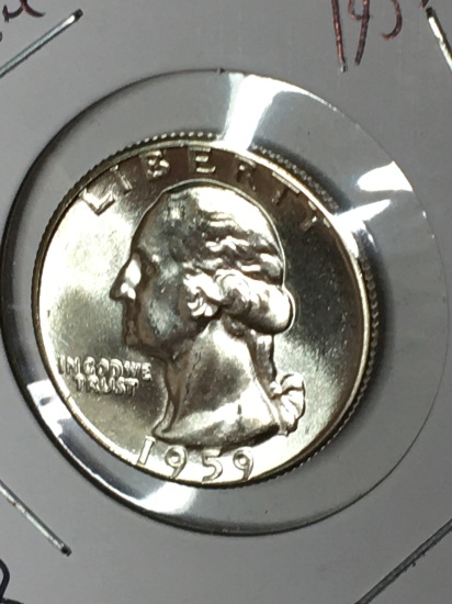 Washington Silver Quarter 1959 Gem B U Blazing Luster