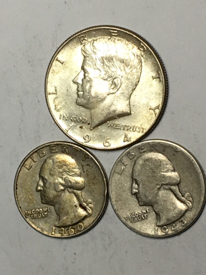 Silver 90% Coin Lot Kennedy And 2 Silver Quarter $1 Face Value