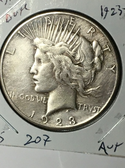 Peace Silver Dollar 1923 S Better Date A U