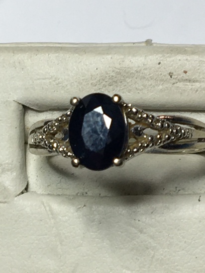 Sterling Silver .925 Sapphire Ring Vintage Top A A A Blue Natural 1ct sapphire