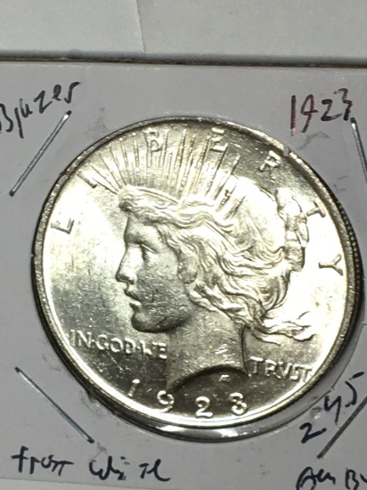 Peace Silver Dollar 1923 Gem B U Blazing White From Original Roll